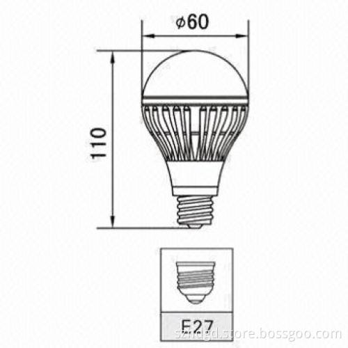 10W A60 LED Bulb with E27 Base and >50,000 Hours Lifespan